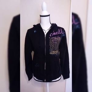 Oneil Black Womens Black Sweatshirt Zipper Hoodie